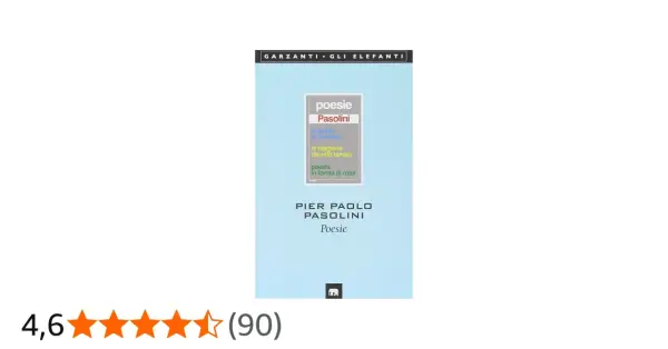 Copertina di "Poesie" di Pier Paolo Pasolini, con titoli come "Le ceneri di Gramsci" e "La religione del mio tempo".